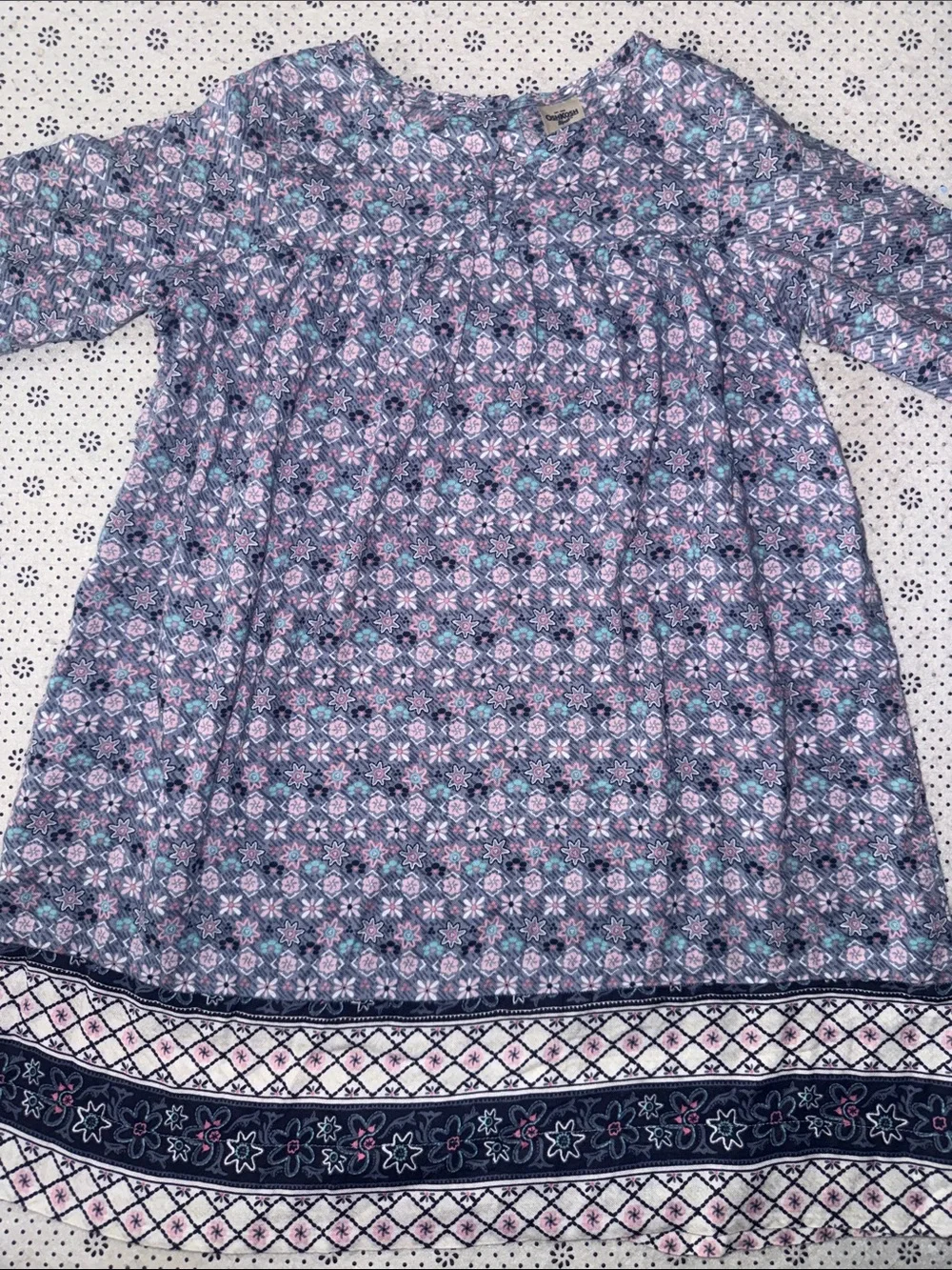 OshKosh B'gosh Navy and Pink Floral Dress Size 5T 🛍